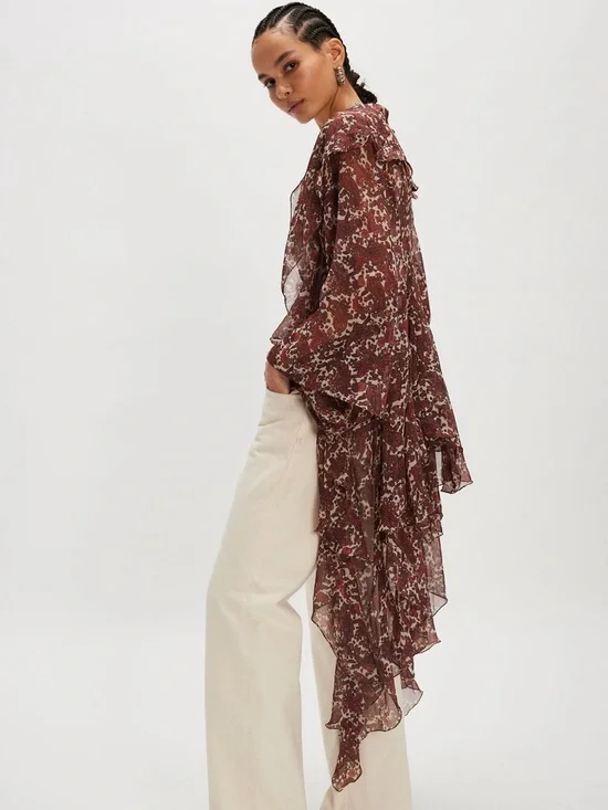 NWOT Free People High Low Printed Duster- Forever Paisley - Picture 2 of 8